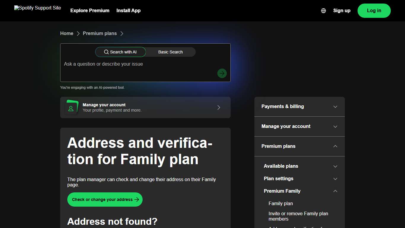 Address and verification for Family plan - Spotify